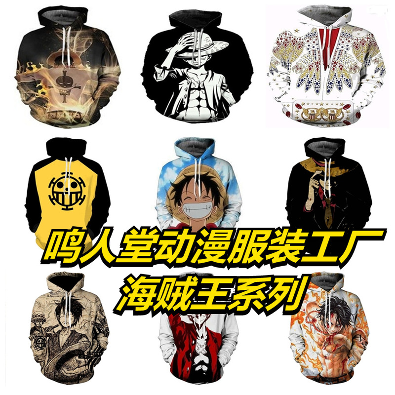 Amazon AliExpress 2019 new 3D sweater printed one piece Luffy plus size pullover hoodie