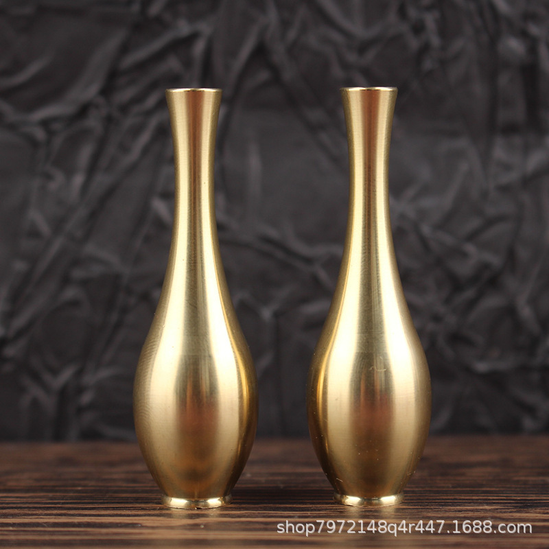 Brass Mini Jade Net Bottle Desktop Creative Vase Ornaments Accessories Classy Decorative Guanyin Water Purification Bottle Living Room Flower Arrangement