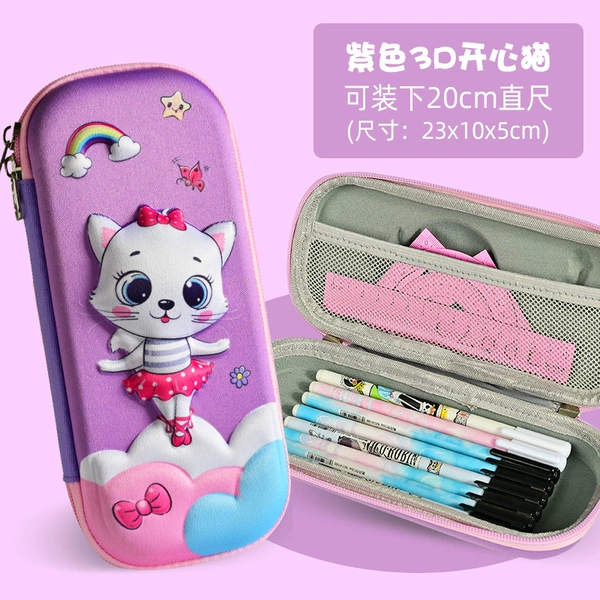 3D purple happy cat on cloth