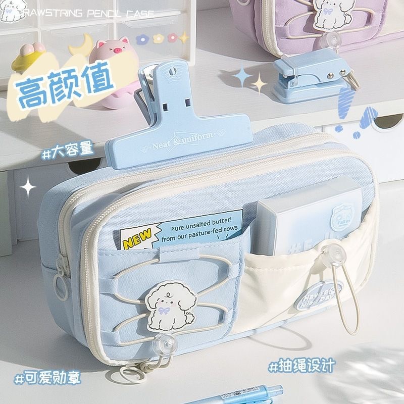 ニッチでシンプル、新鮮で大容量のペンケース、インスタイル、高価値、多層巾着窓付き文具箱、男の子と女の子用|undefined