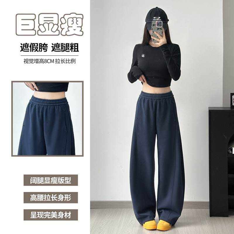 2025 Autumn New Women's Scimitar Pants Casual Pants High Waist Slim Versatile Wide Leg Pants Draped Lazy Straight Leg Pants