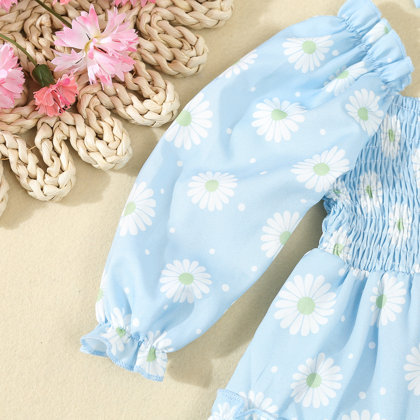 Baby romper kjole med hårbånd til piger forår og efterår_voghion.com