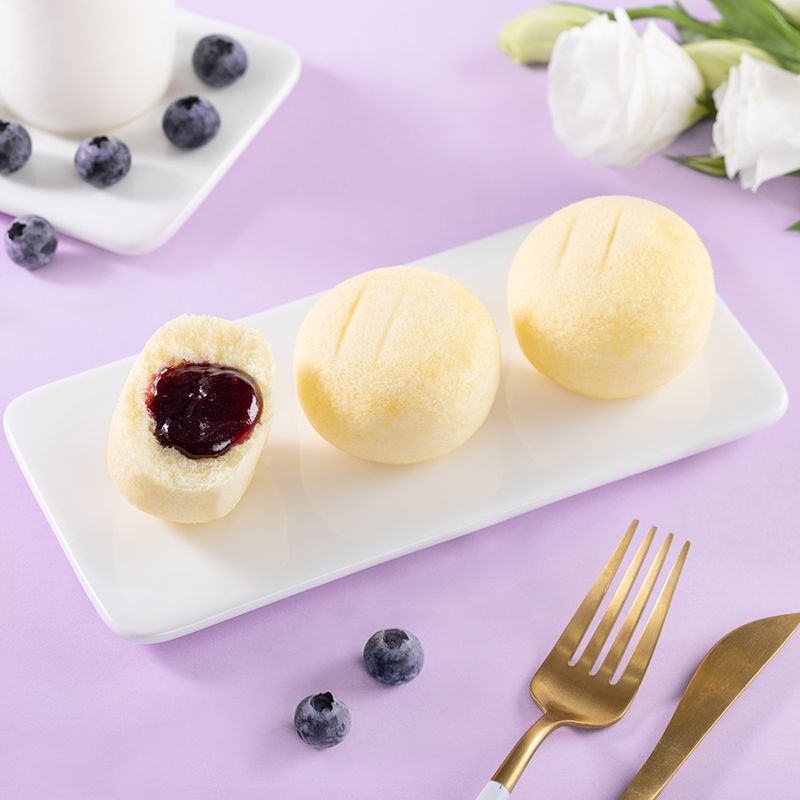 批发港荣蓝莓蒸蛋糕320G果酱夹心糕点早餐代餐软面包健康食品包邮