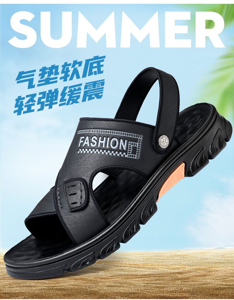 Dép sandal nam da bò thật chống trượt, kiểu hở ngón hai quai đa năng — 20237 màu đen, Màu nâu 20237 chi tiết 13
