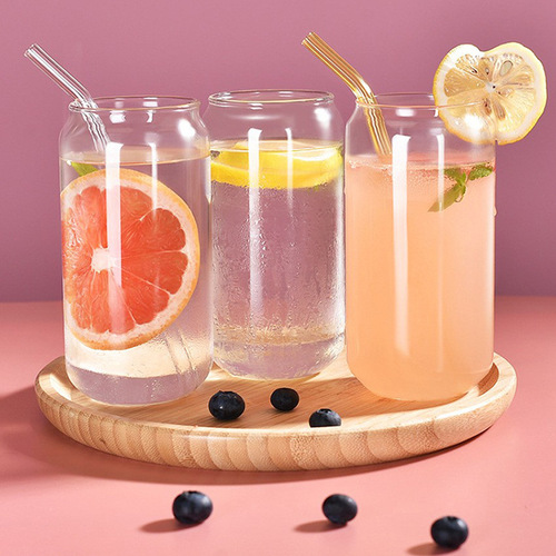 ins feng shui cup high-looking cola cup transparent straw cup glass milk tea cup beverage universal cup glass cup