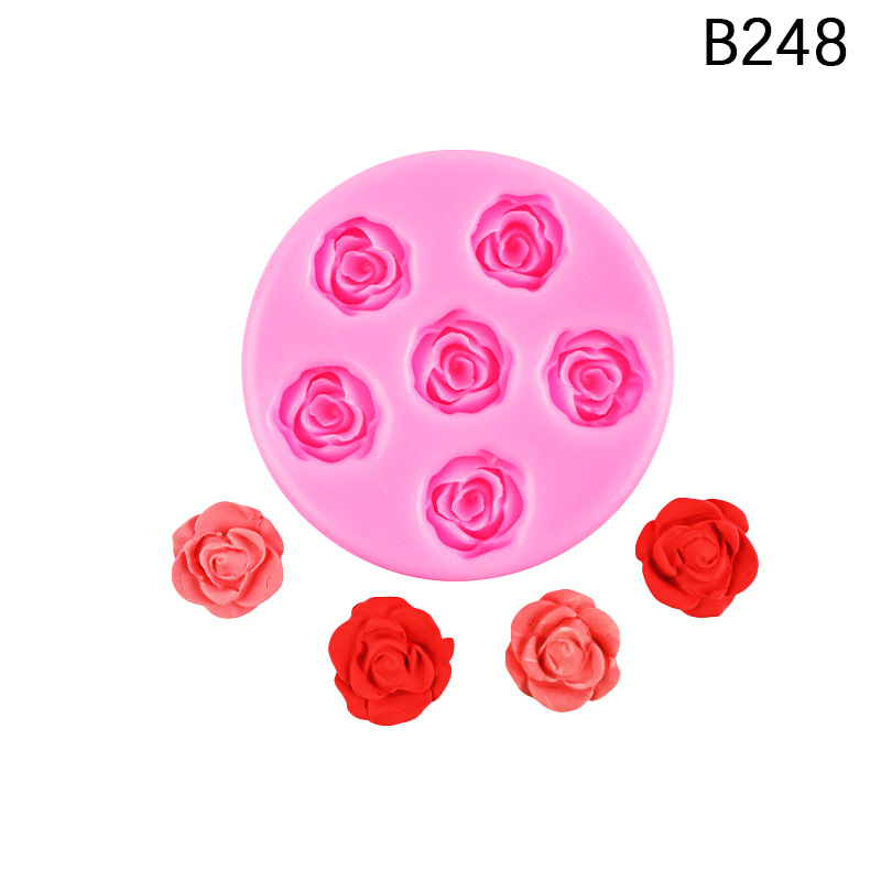 Fondant DIY Rosa molde con hojas flor resina mousse pastel mousse de chocolate decorativo aromaterapia molde
