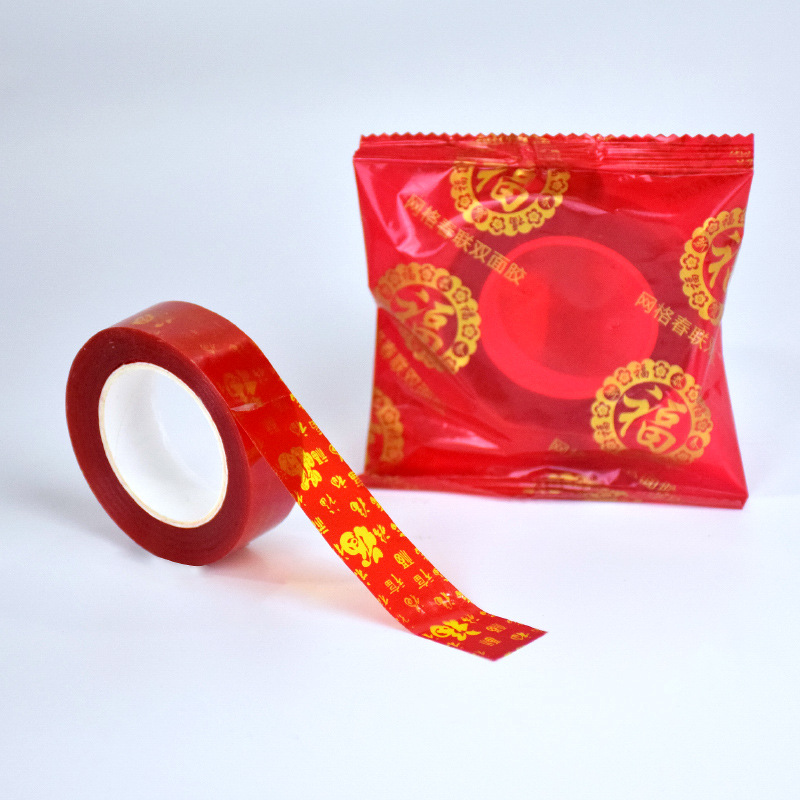 Cinta adhesiva para couplets del Festival de Primavera de Año Nuevo, fácil de rasgar, adhesiva sin rastro para salas de bodas, cinta de rejilla de doble cara para pósteres y couplets, venta al por mayor, sin rastro.