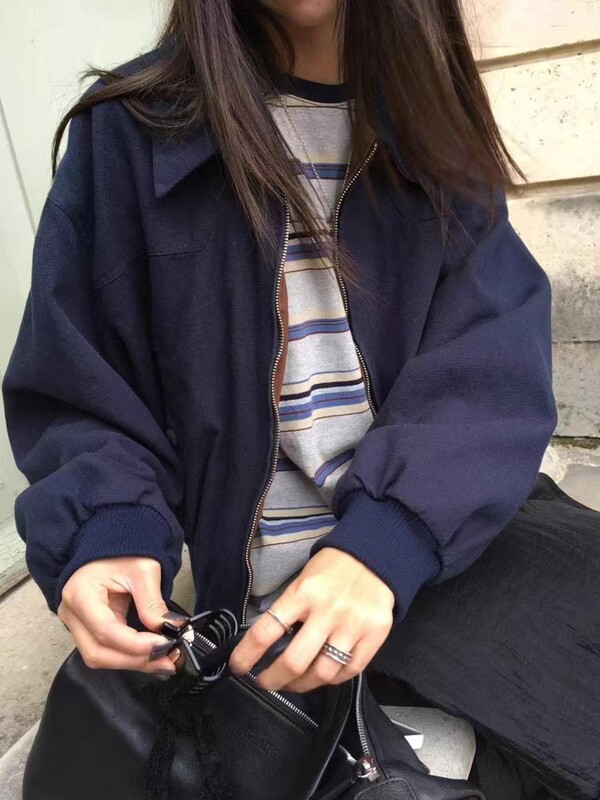 现h韩国东大门同款25年秋新宽breathe三色宽松两面穿百搭外套女|undefined
