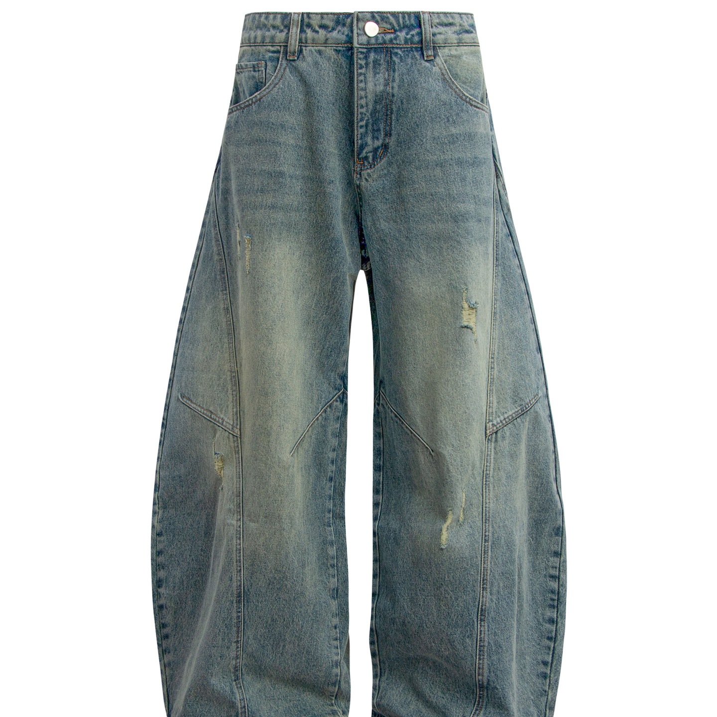 Vaqueros de cimitarra de perfil antiguo de lavado retro americano para hombres y mujeres, pantalones largos casuales de trapeador de plátano suelto de marca de moda