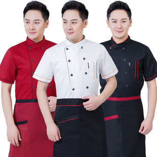 Hotel Chef Work Clothes Men's Long-sleeved Wear-resistant Kitchen Chef Clothes Short-sleeved Breathable Noodle Baker Suit for Women