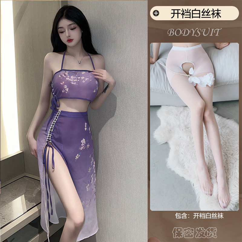 보라색 요정 + 흰색 오픈 스타킹