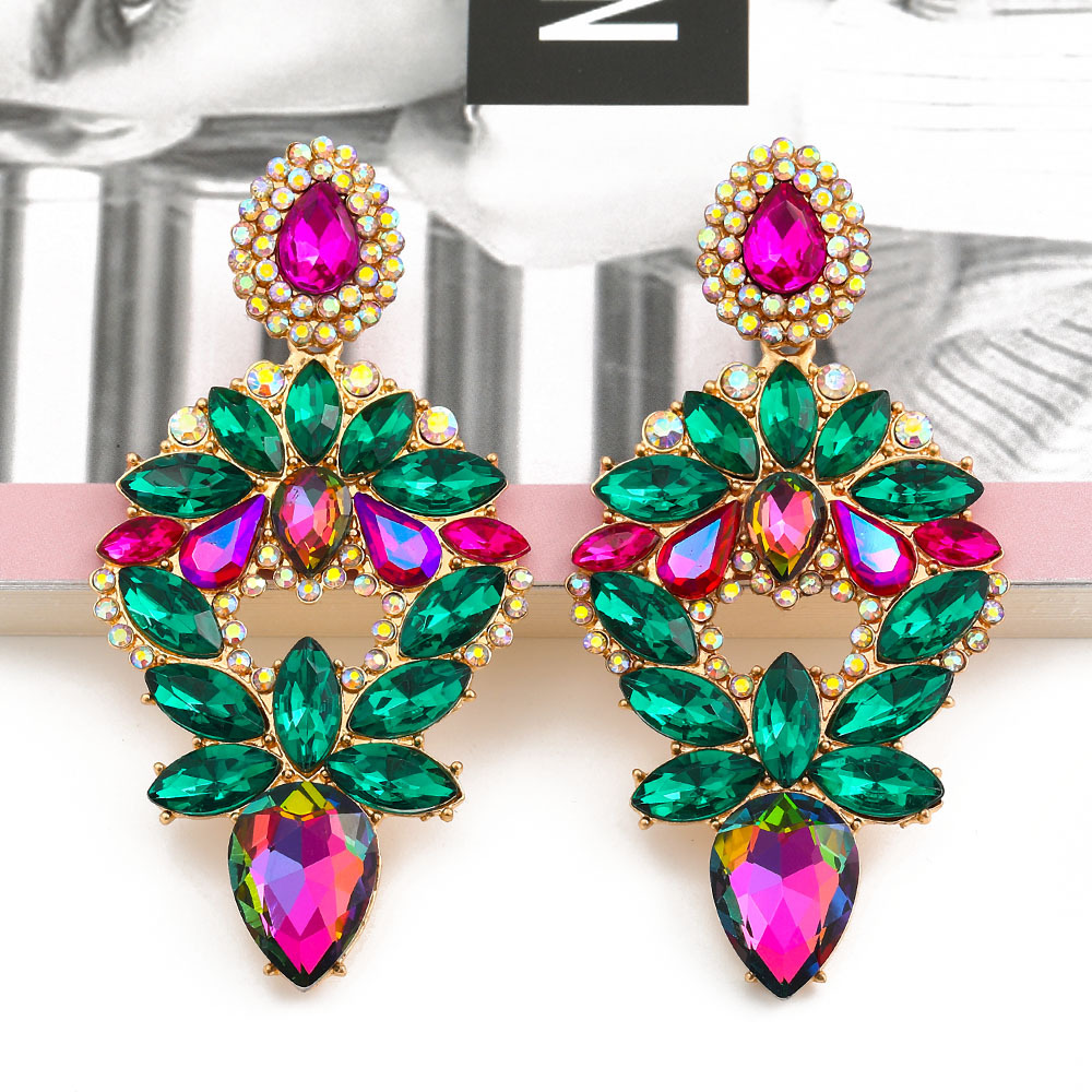 fashion color diamond alloy geometric earringspicture1