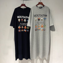 2025夏季韩国东大门新款字母宽松T恤女大码长款短袖T裙连衣裙长裙