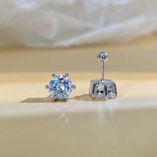 S999银针耳钉简约百搭六爪锆石耳饰高级感女式耳环养耳洞批发代发