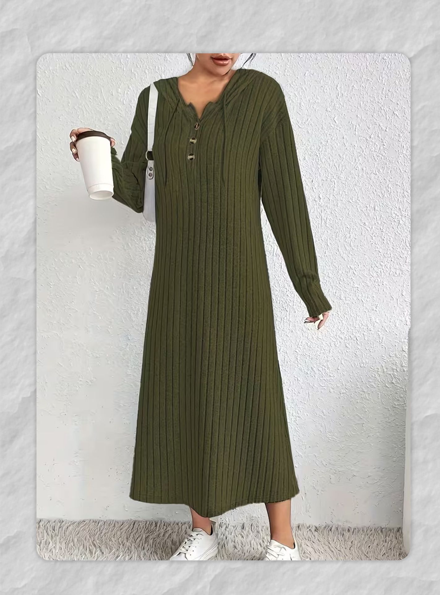 Abito musulmano elegante donna in maglia con cappuccio arabo_voghion.com