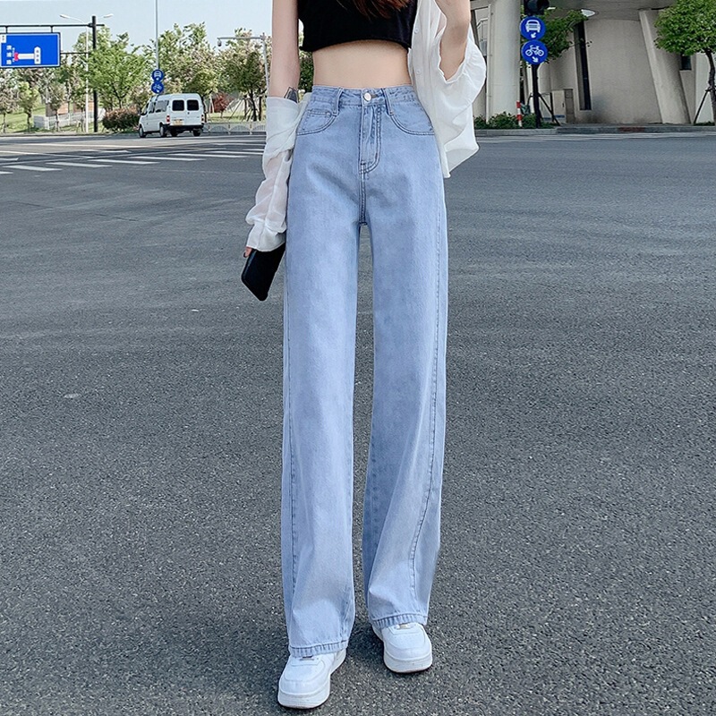 High-Waisted Straight-Leg Jeans for Women, Autumn and Winter Style, Vintage, Petite, Loose Fit, Slimming, Height-Enhancing, Versatile, Floor-Length Wide-Leg Pants High-Waisted Straight-Leg Jeans for Women, Autumn and Winter Style, Vintage, Petite, Loose Fit, Slimming, Height-Enhancing, Versatile, Floor-Length Wide-Leg Pants