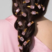 韩国甜美刘海发夹时尚浪漫粉钻发夹 甜美自然抓钻发卡2个一组批发