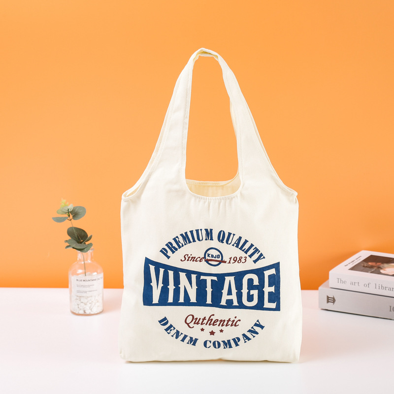 棉布背心手提袋批发彩印棉布袋定 制手提帆布购物袋印logo