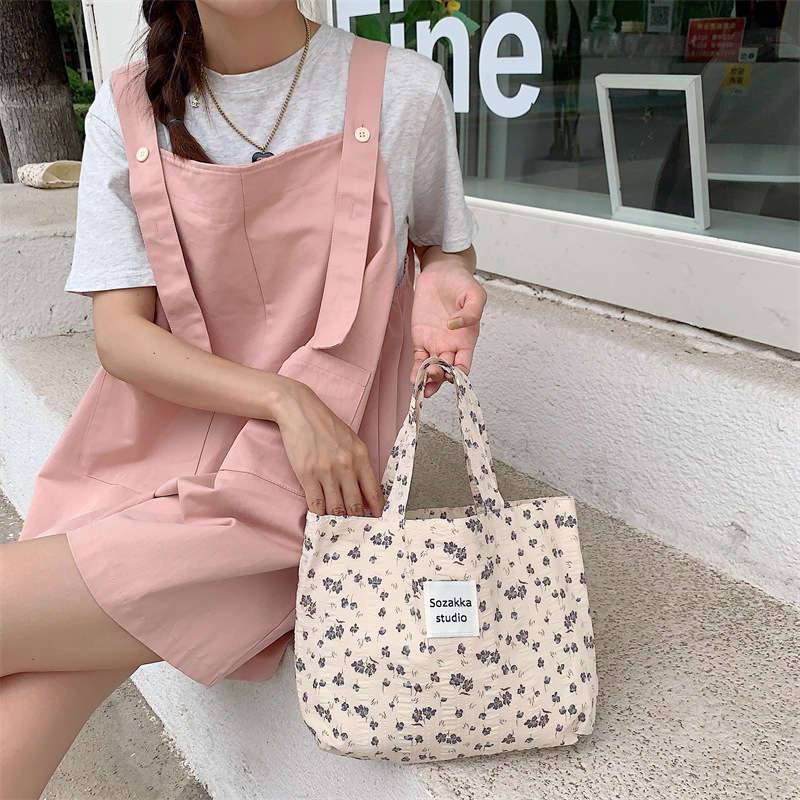 36251 Vintage floral canvas cosmetic bag, large-capacity handbag, women's single-shoulder crossbody bag, tote bag, underarm bag undefined
