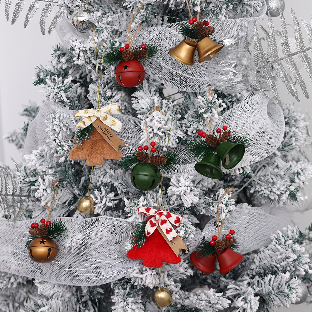 Cross-Border New Christmas Decoration Supplies Red Fruit Pine Cone Bell Pendant Christmas Tree Scene Decoration Wind Chime Pendant