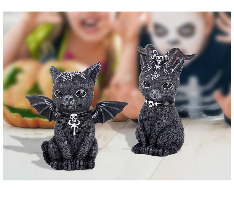 Neu Halloween Ornament Magie Katze Harz Handwerk Unabhängige Station Tier Skulptur Fenster Tisch_voghion.com
