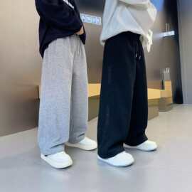 男童春秋款阔腿卫裤宽松休闲运动裤中大童灰色黑色长裤潮