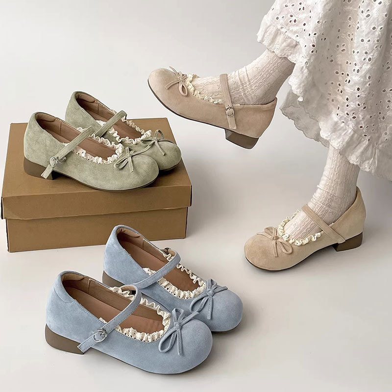 Versatile Retro Round-Toe Shallow-Mouth Chunky Heel Women's Shoes 2026 New Spring Style to Match Skirts, Height-Increasing French Mary Jane Shoes