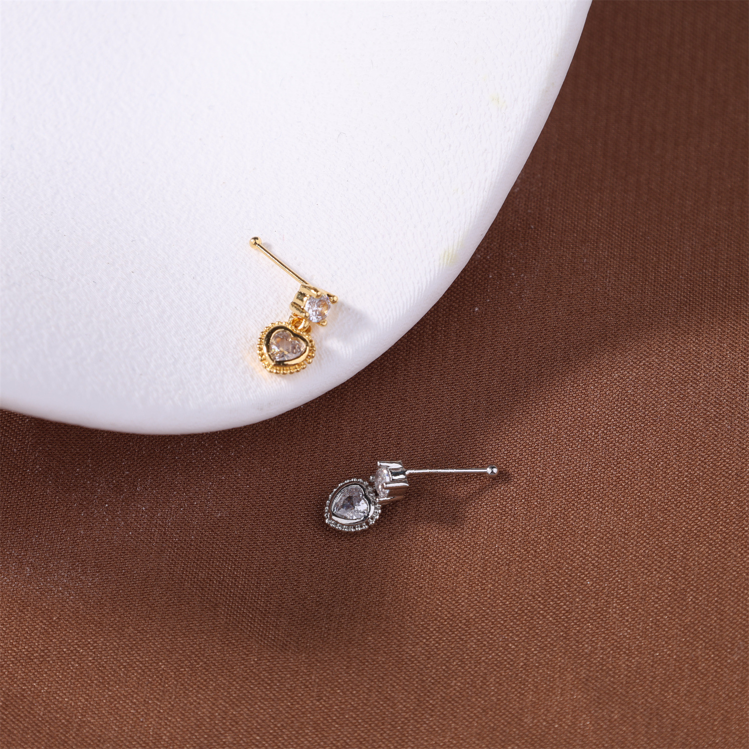 Cross-Border Ring Simple Niche Stud Mini Heart Pendant Unisex Y2K Piercing Nose Jewelry_voghion.com