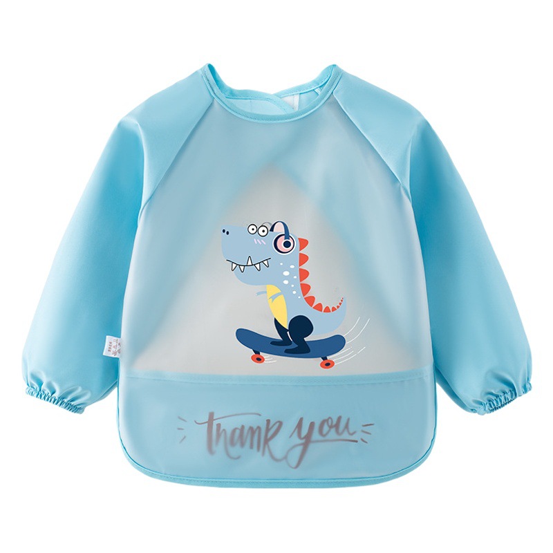 New baby eating coverall bib girls' waterproof anti-dirty baby bib boys' and kids' apron long sleeve reverse dressing