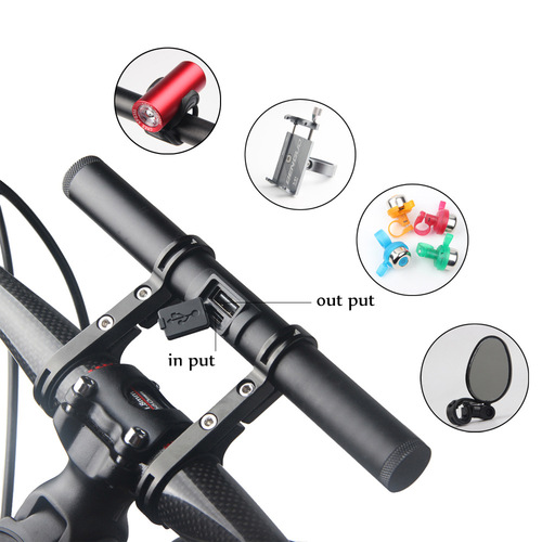 Bicycle handlebar extension rack extension rack lamp flashlight holder clip cycling equipment usb can be used as a power bank
