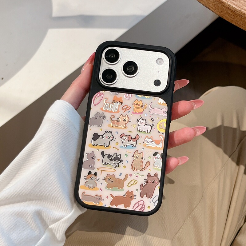 Gold-Plated Luminous Matte Cat and Dog-Themed iPhone 17 Pro Max Phone Case, Suitable for Apple 16/15/14 Pro Soft Cases