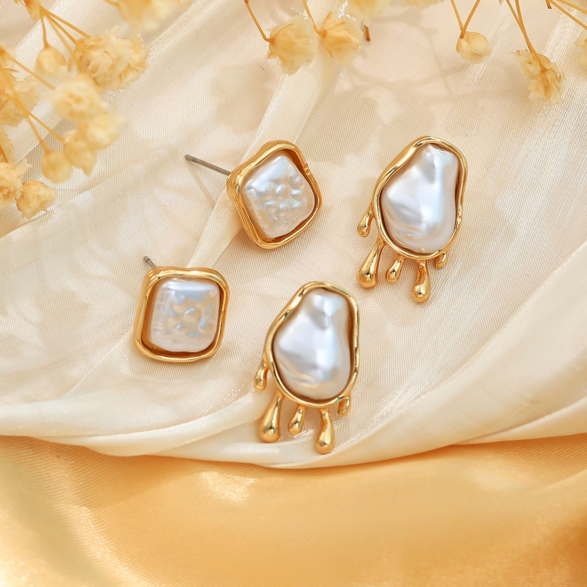 Venta caliente transfronteriza europea y americana, conjunto de anillos de collar, pendientes de moda de perlas del sexo opuesto, pendientes de mujer de alta calidad