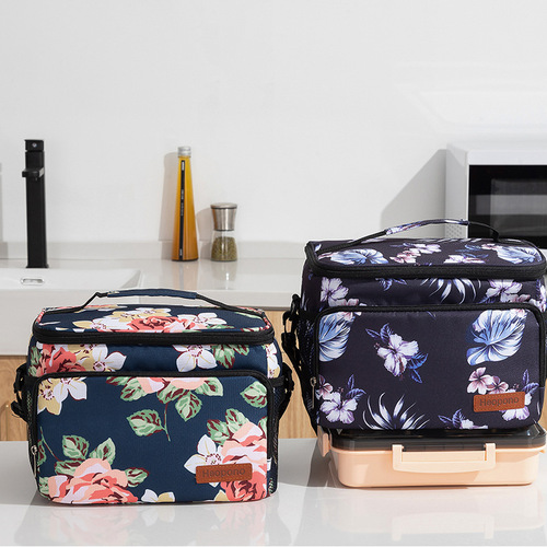  New Printed Oxford Fabric Hot Pressed Waterproof Insulated Bag Crossbody Hand-Body Insulated Bag for Students with Rice