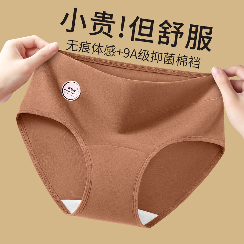 Calzoncillos cálidos, cepillados, regenerantes, calzoncillos calientes, antibacterianos de grado 9A, alargado y ensanchado, entrepierna de algodón puro, calzoncillos de mujer de alta elasticidad