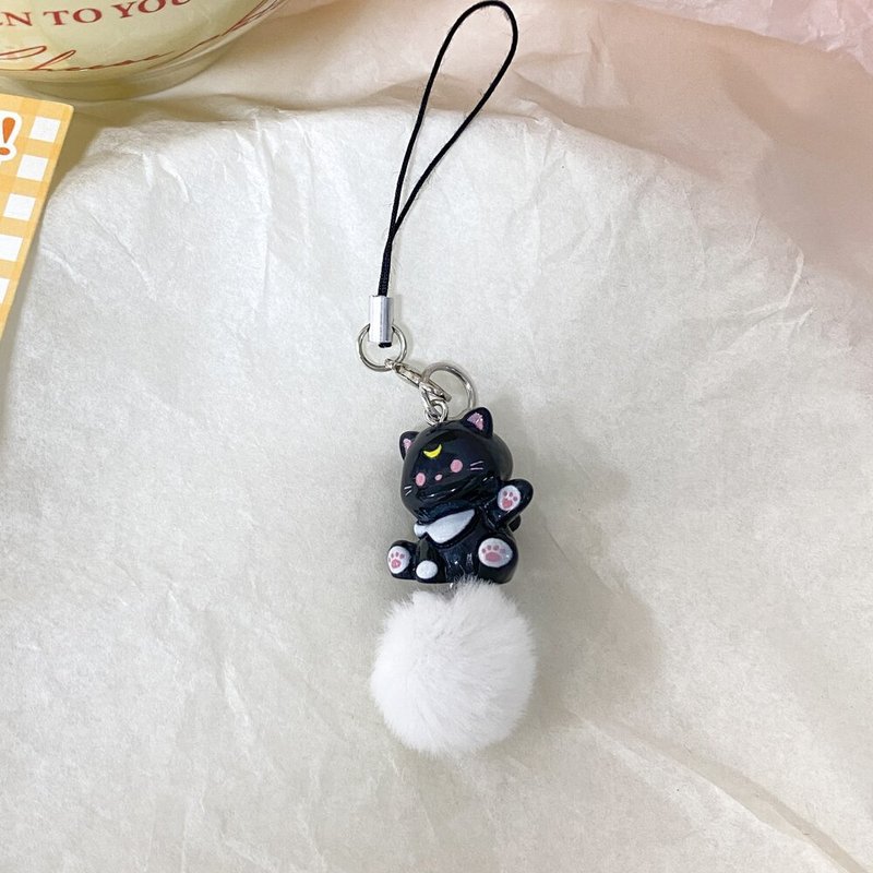 手机绳J85打招呼小猫毛球吊坠串珠甜美少女心手机链猫咪卡通挂件|undefined