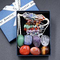 7chakala查克拉 天然水晶套裝拼接六角柱掛件 七彩瑜伽石組合套裝