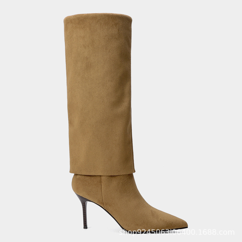 Za New Winter Fashion Versatile Slouchy Boots Retro Stiletto High Heel Long Boots French Style Women's Boots Za New Winter Fashion Versatile Slouchy Boots Retro Stiletto High Heel Long Boots French Style Women's Boots