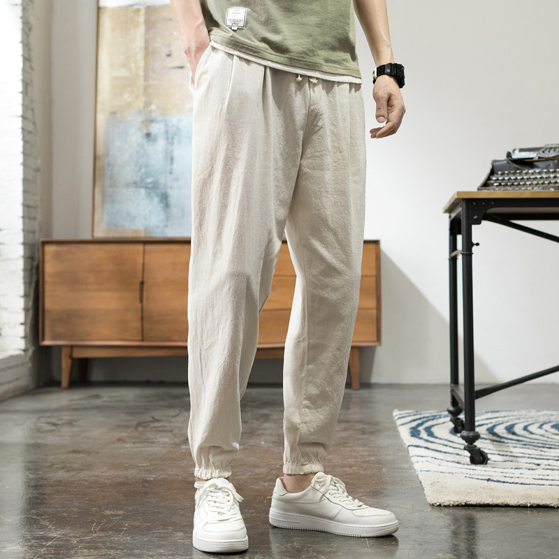 Pants Men's Spring and Summer Thin Men's Casual Trousers Korean Fashionable Ankle-length Pants Men's Small Foot Slim-fit Tote Pants