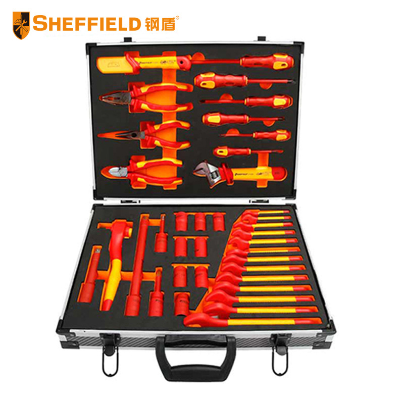 钢盾S158033 37件套新能源汽车工具箱组套机修组合工具绝缘工具