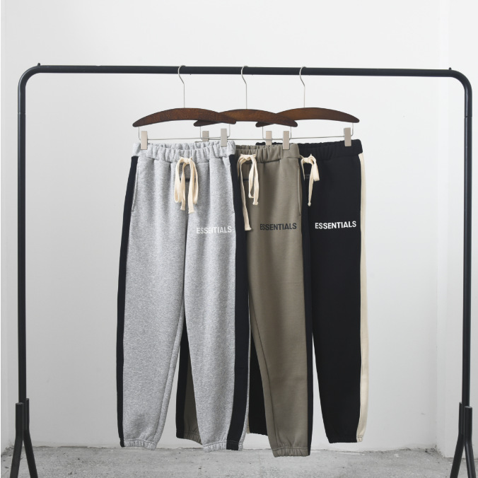 FEAR OF GOD FOG double line ESSENTIALS American street fashion brand fleece-lined closed stitching trousers for men