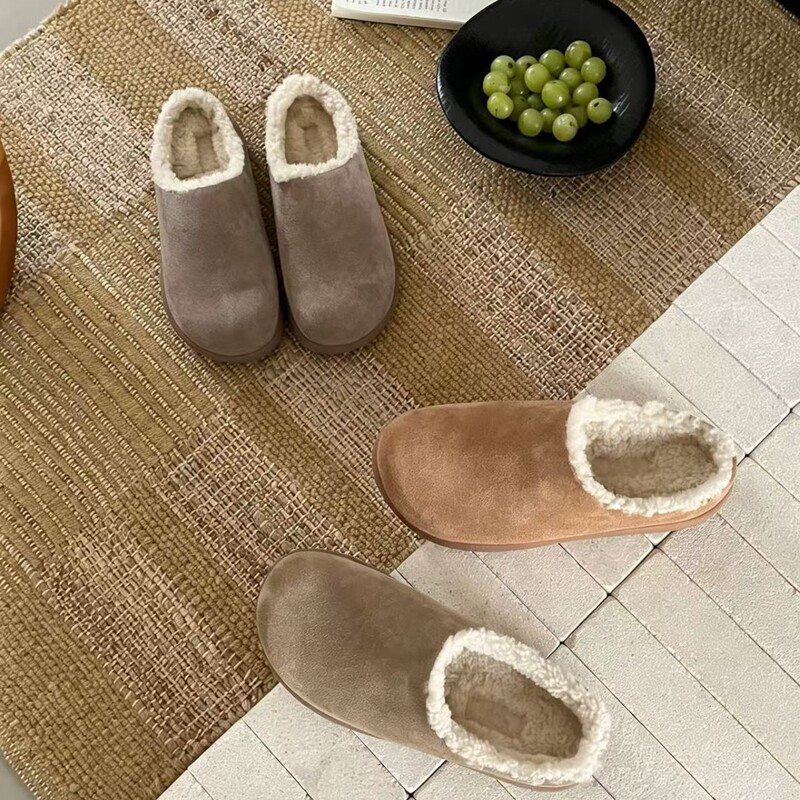 Henan Sangpo Snow Boots Mule Little Potato Women's Winter Fleece-Lined Warm Lambswool Retro Outdoor Half-Slippers Henan Sangpo Snow Boots Mule Little Potato Women's Winter Fleece-Lined Warm Lambswool Retro Outdoor Half-Slippers