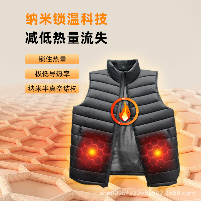 冬季户外抗寒发热马甲男usb可发热棉马甲外贸款式