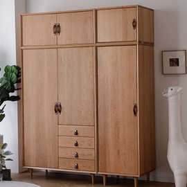 北欧全实木衣柜樱桃木抽屉式现代简约衣橱橡木小户型儿童原木衣柜