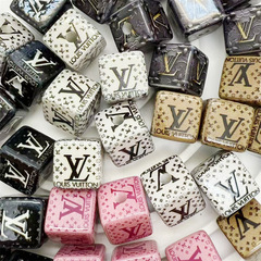 14mm亚克力大牌字母印花直孔方块珠 tk直播diy手工串珠饰品配件
