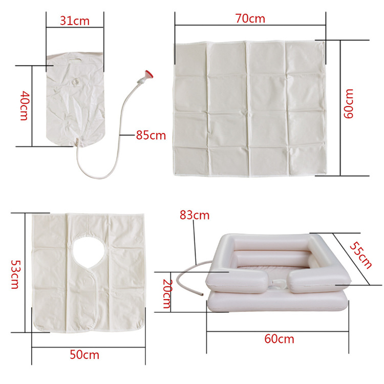 Lavabo inflable para pacientes ancianos postrados en cama, dispositivo portátil para lavar el cabello en casa, lavabo inflable plegable.