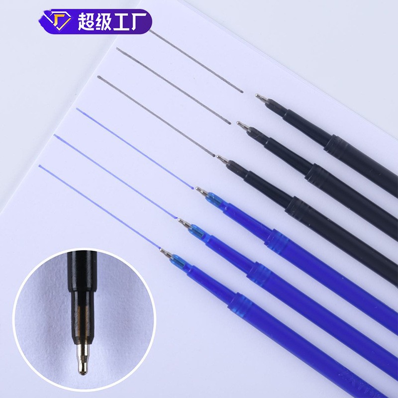 Nuevo lápiz de empuje borrable pluma de gel de dibujos animados de aspecto alto cristal azul Mo fácil de limpiar estudiante de la escuela primaria ST pluma de gel azul borrable