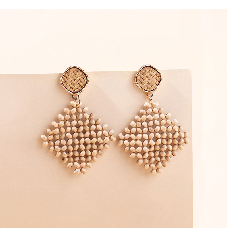 Bohemian Geometric Wooden Bead Beaded Drop Earrings display picture 2