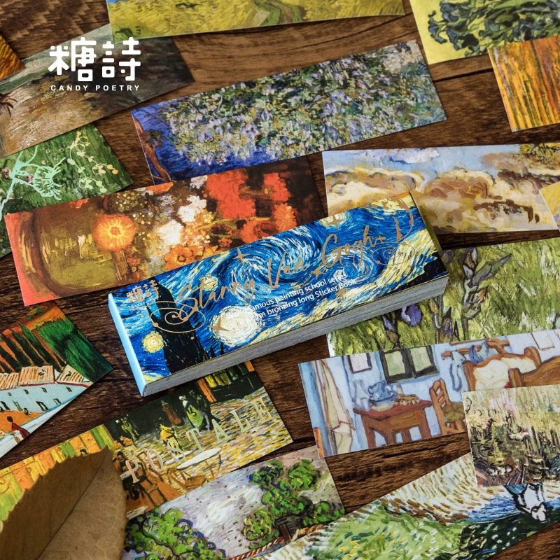 Сахарные наклейки с поэзией Всемирно известная школа живописи Серия Длинные INS Пейзаж Справочник Материал Декоративные наклейки 50 6