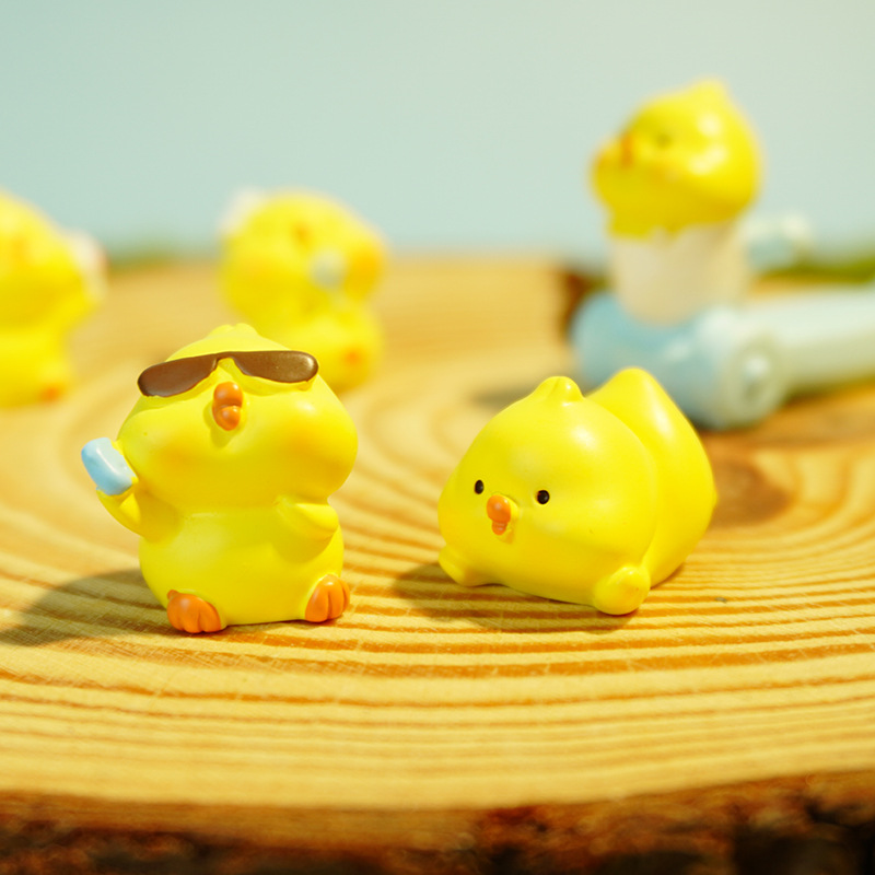Pequeño pollo amarillo, accesorios de resina animal, decoración de micro paisaje, muñeca linda creativa, decoración de escritorio, decoración artesanal