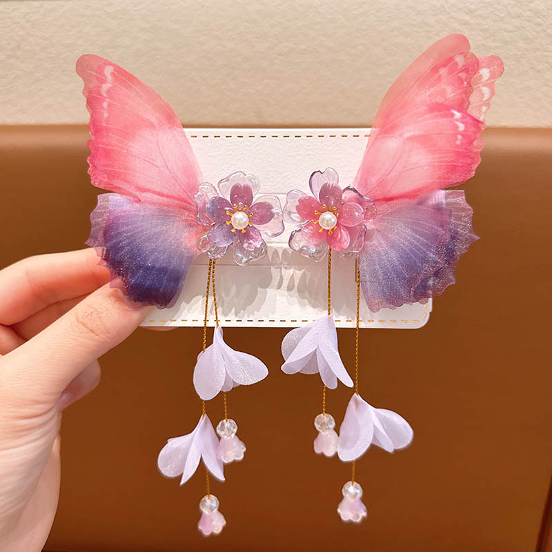 Retro Butterfly Cloth Rhinestone Hair Clip display picture 2